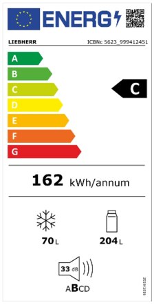 Energielabel LIEBHERR koelkast inbouw ICBNC 5623 20
