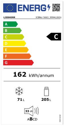 Energielabel LIEBHERR koelkast inbouw ICBNCI 5663 20