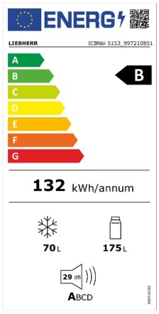 Energielabel LIEBHERR koelkast inbouw ICBNbi 5153 20