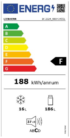 Energielabel LIEBHERR koelkast inbouw IK2324-21