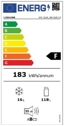 Energielabel LIEBHERR koelkast inbouw IKS1624-21