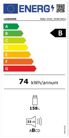 Energielabel LIEBHERR koelkast inbouw IRBbi 4050 22