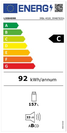 Energielabel LIEBHERR koelkast inbouw IRBc 4020 22