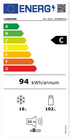Energielabel LIEBHERR koelkast inbouw IRc 3921 22