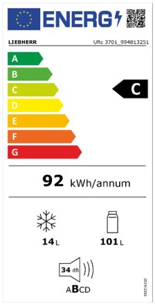 Energielabel LIEBHERR koelkast inbouw URc 3701 20