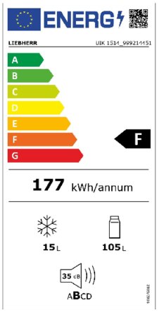 Energielabel LIEBHERR koelkast onderbouw UIK1514-21