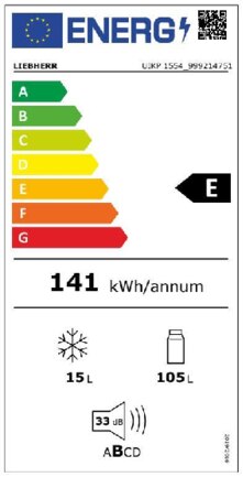 Energielabel LIEBHERR koelkast onderbouw UIKP1554-21