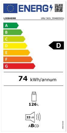 Energielabel LIEBHERR koelkast onderbouw URd 365i 20