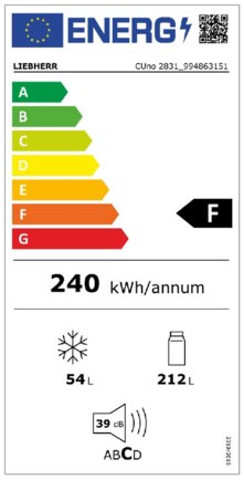 Energielabel LIEBHERR koelkast oranje CUno 2831-22