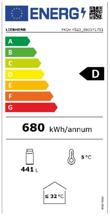 Energielabel LIEBHERR koelkast professioneel zwart FKDv4523-20-875
