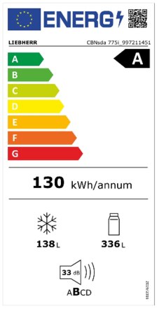 Energielabel LIEBHERR koelkast rvs CBNSDA 775I 