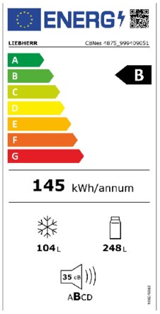 Energielabel LIEBHERR koelkast rvs CBNes4875-20
