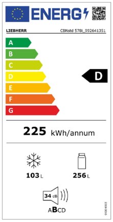 Energielabel LIEBHERR koelkast rvs CBNstd 578i-20
