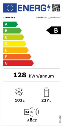 Energielabel LIEBHERR koelkast rvs CNsdb 5223 22