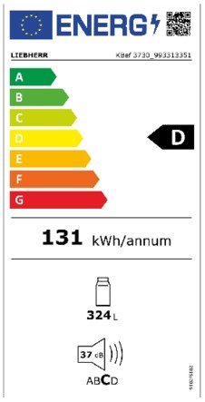 Energielabel LIEBHERR koelkast rvs KBef3730-21