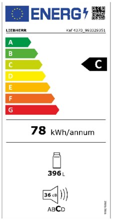 Energielabel LIEBHERR koelkast rvs Kef4370-21