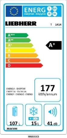 Energielabel LIEBHERR koelkast tafelmodel T1414/21