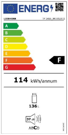 Energielabel LIEBHERR koelkast tafelmodel TP1410-22