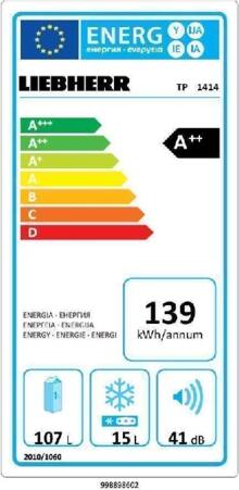Energielabel LIEBHERR koelkast tafelmodel TP1414/21