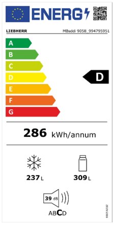 Energielabel LIEBHERR side by side koelkast rvs MBsddi 9058 20