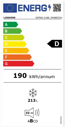 Energielabel LIEBHERR vrieskast inbouw SIFNAd 5188 22