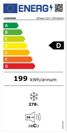 Energielabel LIEBHERR vrieskast rvs SFNsdd 5237 22