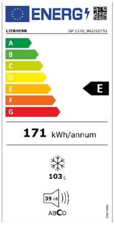 Energielabel LIEBHERR vrieskast tafelmodel GP1376-21