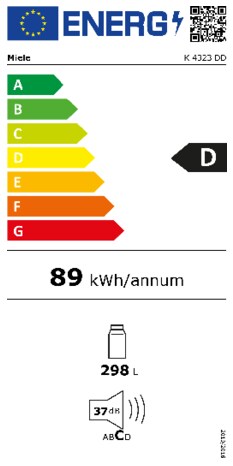Energielabel MIELE koelkast K 4323 DD WS