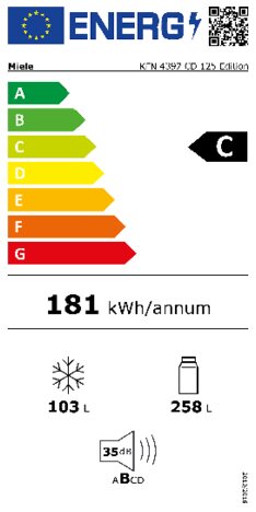 Energielabel MIELE koelkast KFN 4397 CD EL 125 EDITION