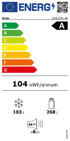 Energielabel MIELE koelkast KFN 4795 AD BST