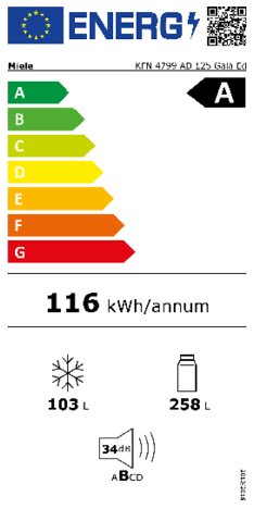 Energielabel MIELE koelkast KFN 4799 AD EDT CS 125 GALA ED