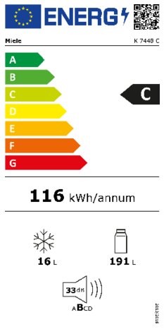 Energielabel MIELE koelkast inbouw K7448C