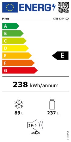 Energielabel MIELE koelkast KFN4374ED ws