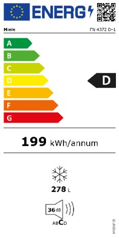 Energielabel MIELE vrieskast FN 4372 D WS  1
