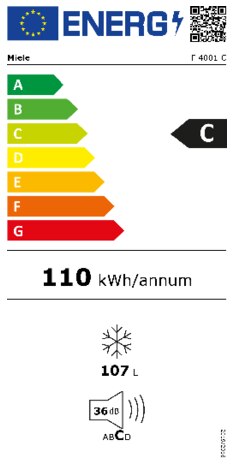 Energielabel MIELE vrieskast tafelmodel F 4001 C WS