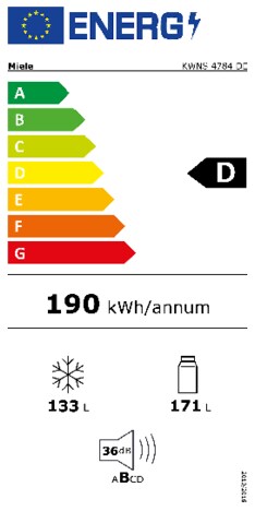 Energielabel MIELE wijnkoelkast KWNS 4784 DE EDT CS