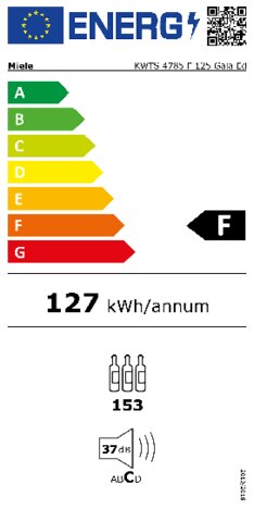 Energielabel MIELE wijnkoelkast KWTS 4785 F OBSW 125 GALA ED