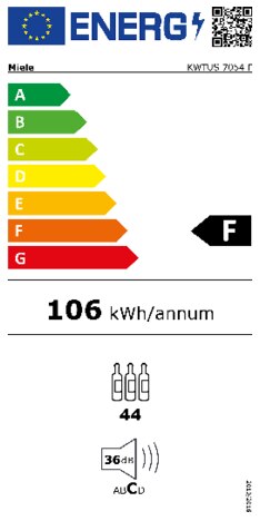Energielabel MIELE wijnkoelkast onderbouw KWTUS 7054 F OBSW