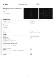 Energielabel NOVY inductie kookplaat met afzuiging inbouw 1881 EASY 65 RECIRCULATIE