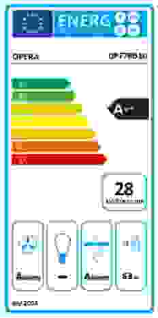 Energielabel OPERA inductie kookplaat met afzuiging inbouw DPF78B10 PRIMA FLEX 780
