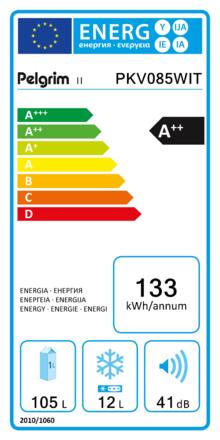 Energielabel PELGRIM koelkast tafelmodel PKV085WIT