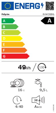 Energielabel PELGRIM vaatwasser inbouw GVWC320XL