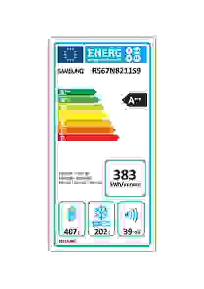 Energielabel SAMSUNG side/by/side koelkast RS67N8211S9