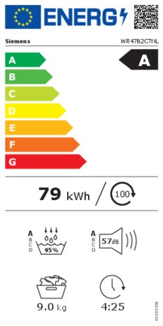 Energielabel SIEMENS droger warmtepomp WR47B2C7NL