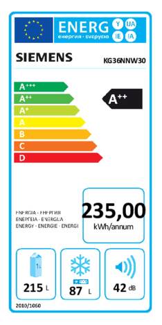 Energielabel SIEMENS koelkast KG36NNW30