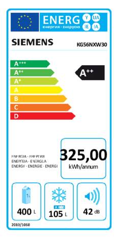 Energielabel SIEMENS koelkast KG56NXW30