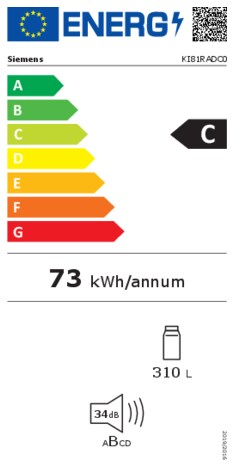 Energielabel SIEMENS koelkast inbouw KI81RADC0