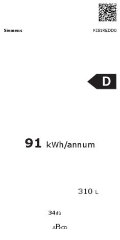 Energielabel SIEMENS koelkast inbouw KI81REDD0