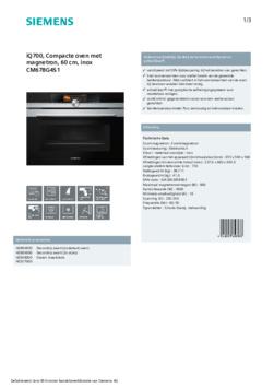 Energielabel SIEMENS oven met magnetron inbouw CM678G4S1