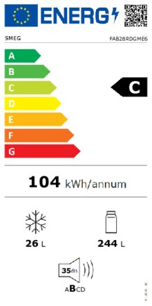 Energielabel SMEG koelkast blauw FAB28RDGME6
